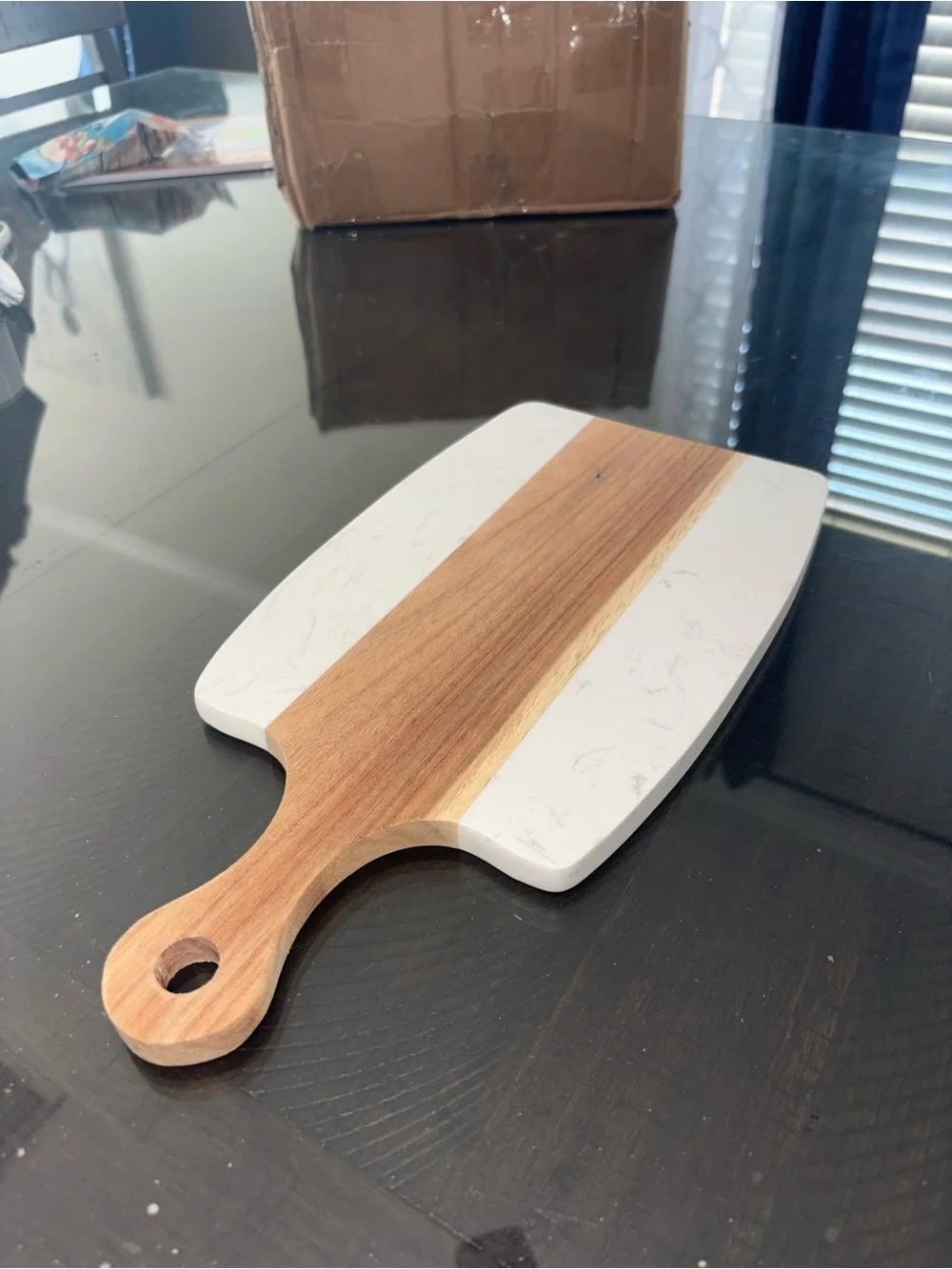 Marble & Acacia Wood Cutting Board | 14x7 | Charcuterie Serving Board